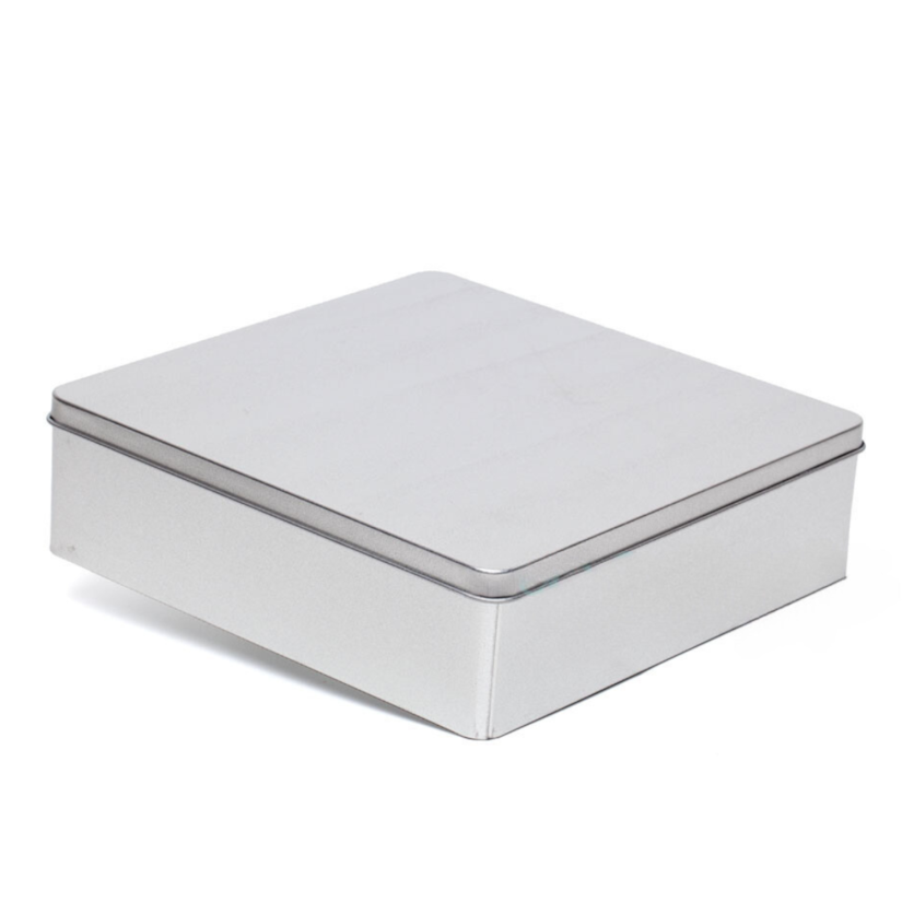 Lata Quadrada Grande Prata 19,5 x 19,5 x 5,5