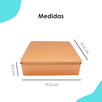 Lata Quadrada Grande Rose Gold 19,5 x 19,5 x 5,5