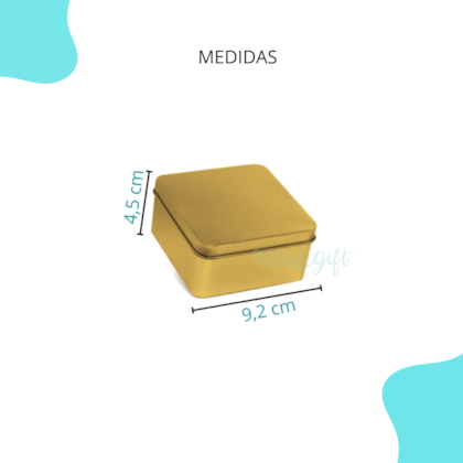Lata Quadrada Ouro 9x9x4