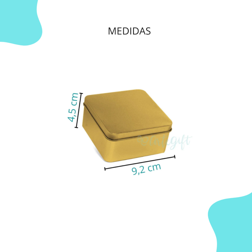 Lata Quadrada Ouro 9x9x4