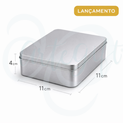 Lata Quadrada Prata - 11x11cm