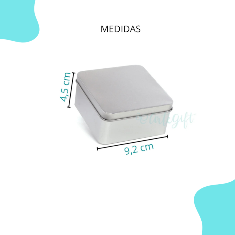 Lata Quadrada Prata 9x9x4