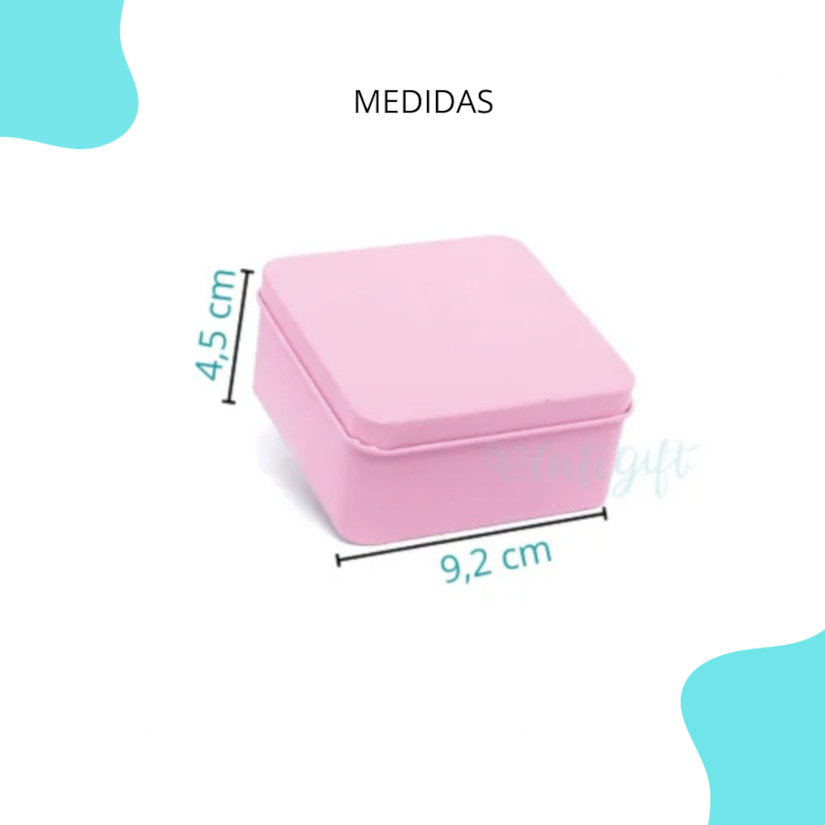 Lata Quadrada Rosa 9x9x4