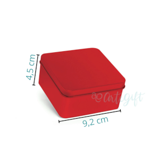 Lata Quadrada Vermelha 9x9x4