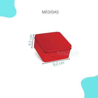 Lata Quadrada Vermelha 9x9x4