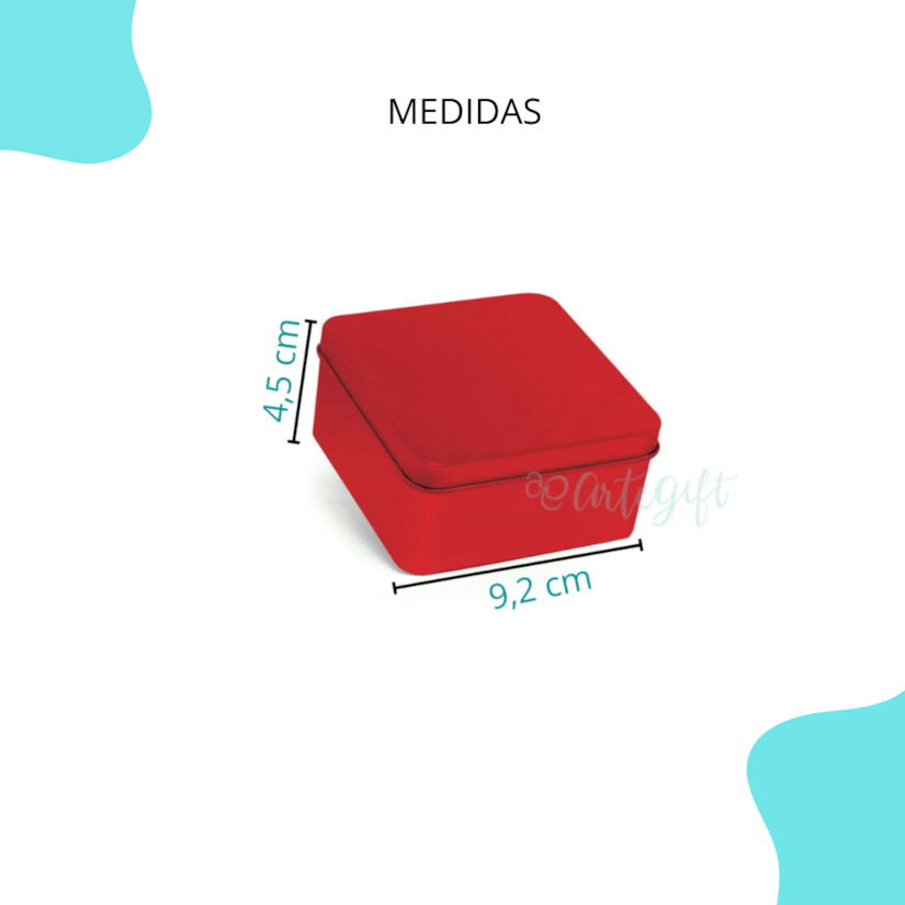 Lata Quadrada Vermelha 9x9x4