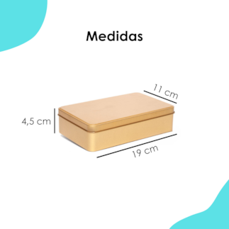 Lata Retangular Grande Dourada 19x11x4
