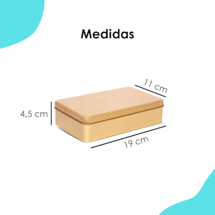 Lata Retangular Grande Dourada 19x11x4