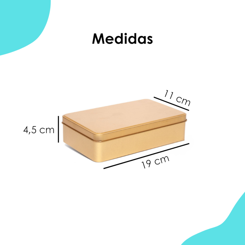 Lata Retangular Grande Dourada 19x11x4