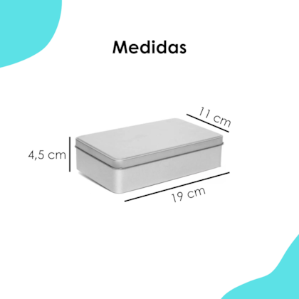 Lata Retangular Grande Prata 19x11x4