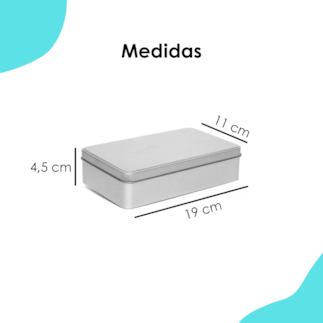 Lata Retangular Grande Prata 19x11x4