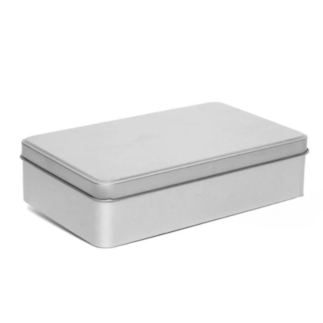 Lata Retangular Grande Prata 19x11x4
