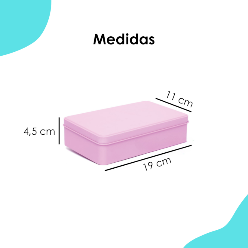 Lata Retangular Grande Rosa 19x11x4