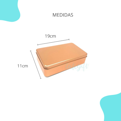 Lata Retangular Grande Rose Gold 19X11X4,5