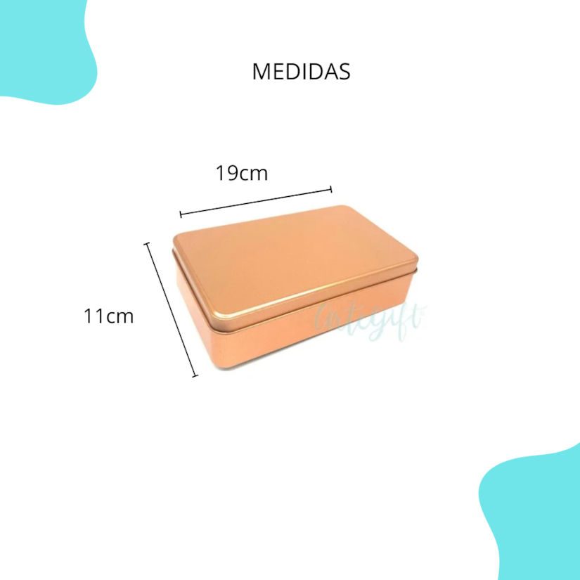 Lata Retangular Grande Rose Gold 19X11X4,5