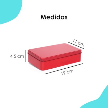 Lata Retangular Grande Vermelha 19x11x4