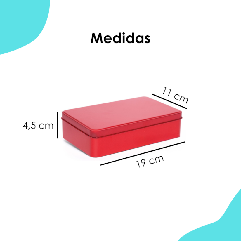 Lata Retangular Grande Vermelha 19x11x4