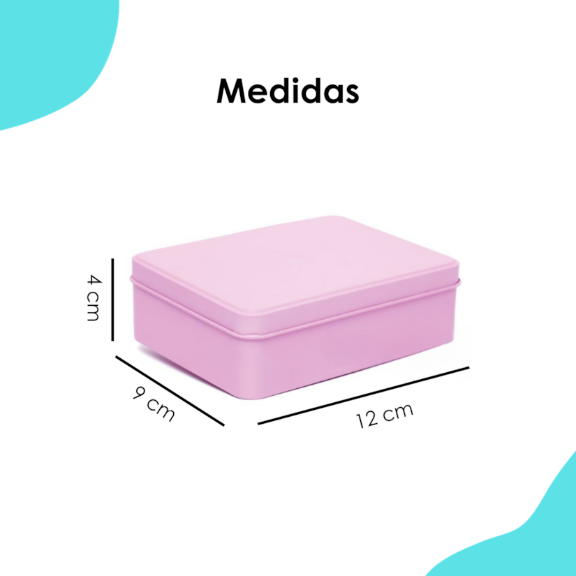 Lata Retangular Rosa  12x9x4