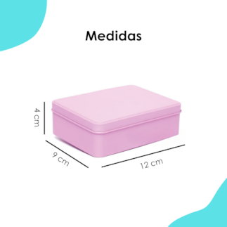 Lata Retangular Rosa  12x9x4