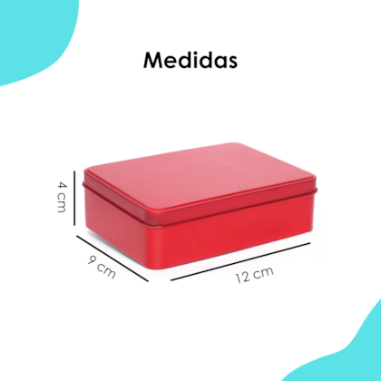 Lata Retangular Vermelha 12x9x4