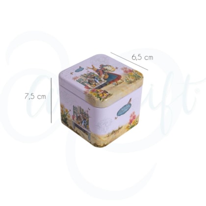 Lata Square Coelha Florista - 7,5x7,5x6,5