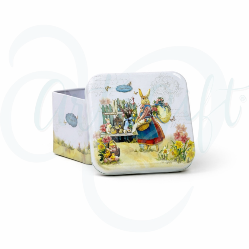 Lata Square Coelha Florista - 7,5x7,5x6,5