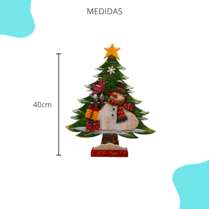 Natal - Árvore Madeira Boneco de Neve