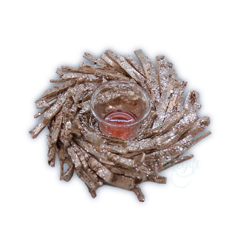 Natal - Guirlanda  Porta vela  Dourado