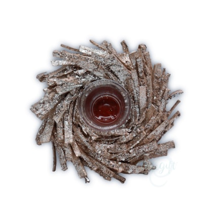 Natal - Guirlanda  Porta vela  Dourado