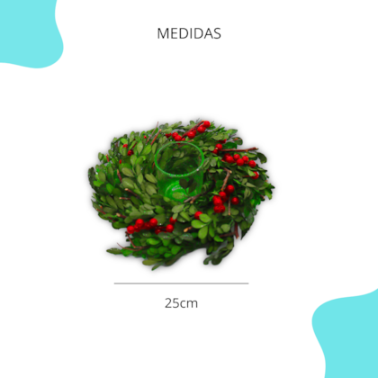 Natal - Porta Vela  Azevinho 25cm