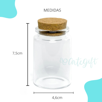 Pote de Vidro Cilíndrico 80ML Com Rolha