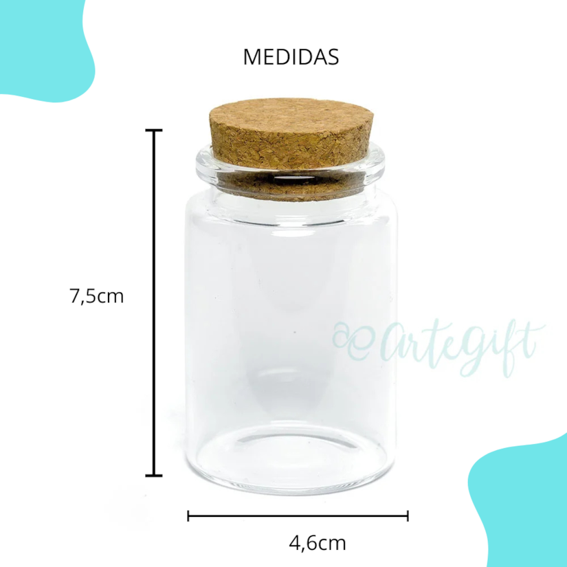 Pote de Vidro Cilíndrico 80ML Com Rolha