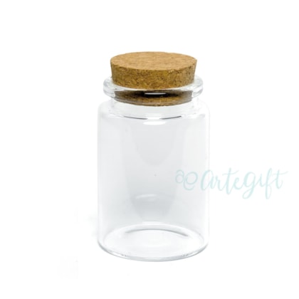 Pote de Vidro Cilíndrico 80ML Com Rolha