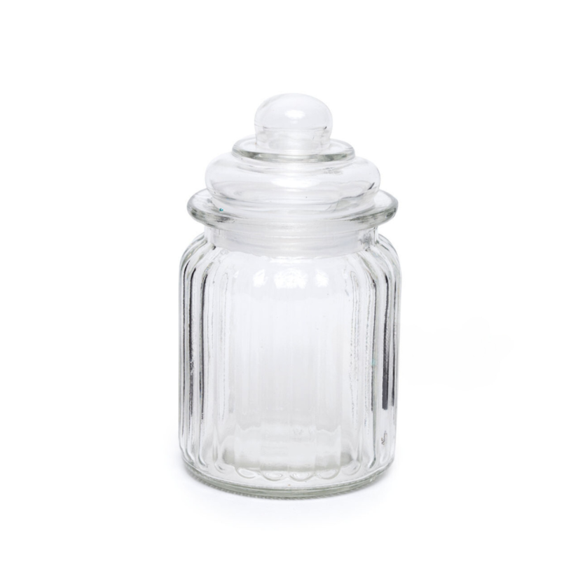 Pote De Vidro Listras 1000ML Tampa Hermética