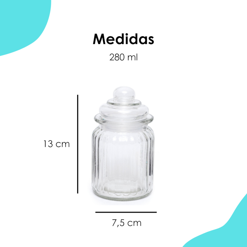 Pote De Vidro Listras 280ML Tampa Hermética