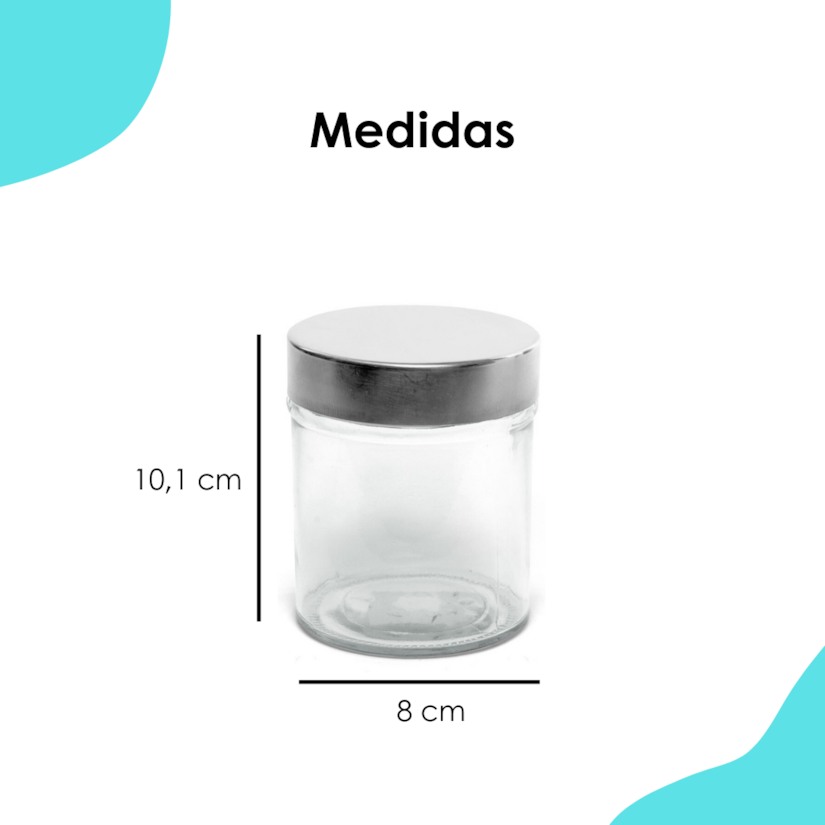 Pote De Vidro Round 350ML Tampa Metal