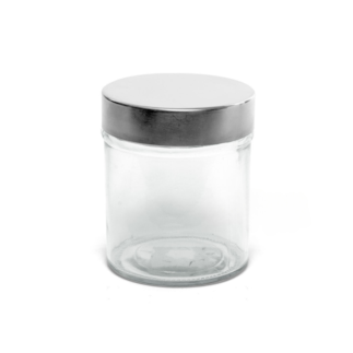 Pote De Vidro Round 350ML Tampa Metal