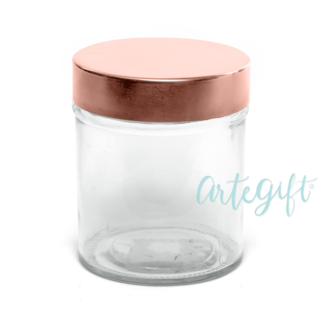 Pote De Vidro Round 350ML Tampa Rose Gold