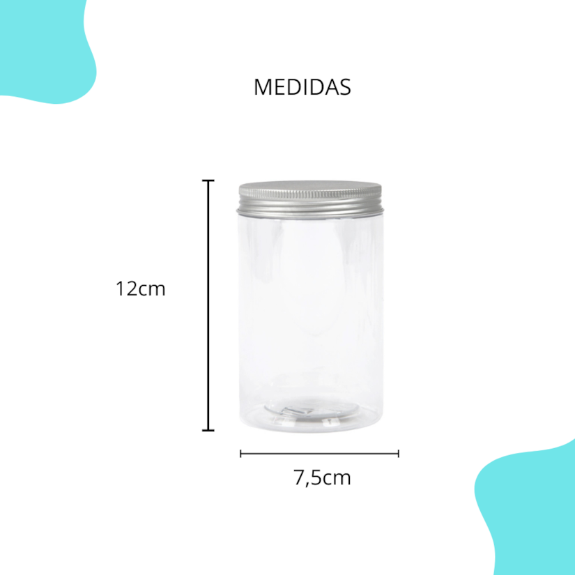 Pote PET 360Ml Tampa Prata