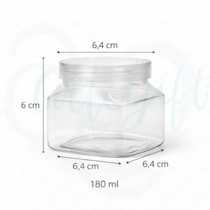 Pote PET Cristal Quadrado 180ML