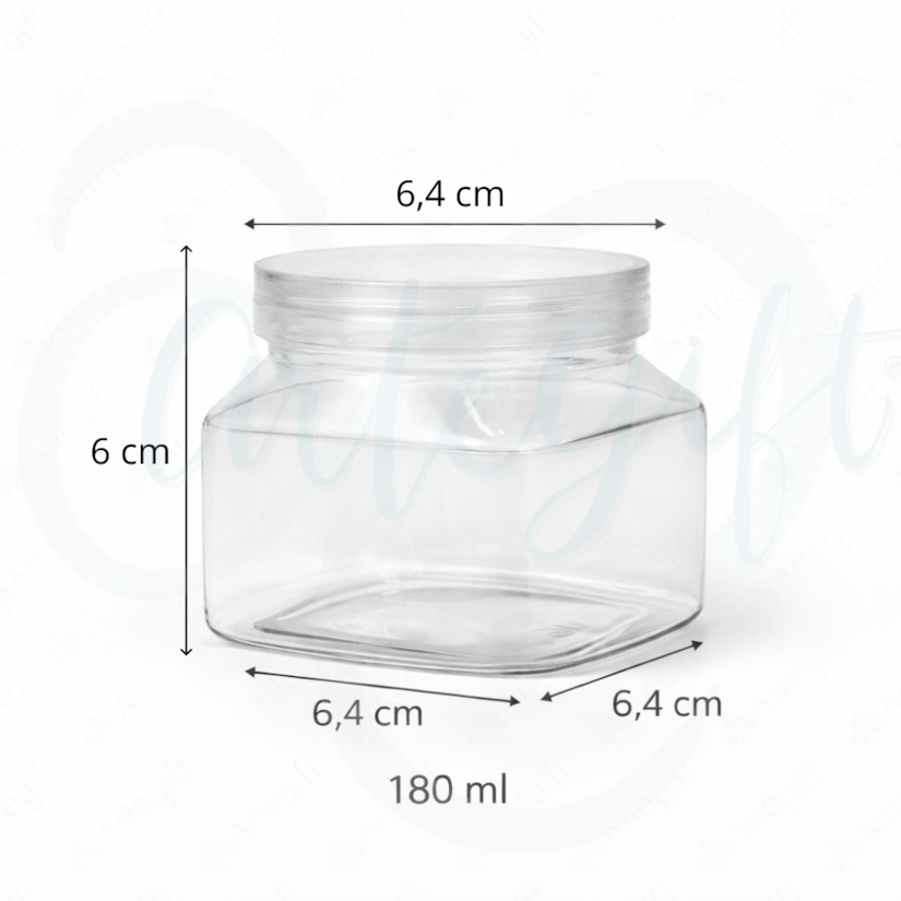 Pote PET Cristal Quadrado 180ML