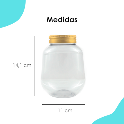 Pote PET Oval 715ML Tampa Ouro