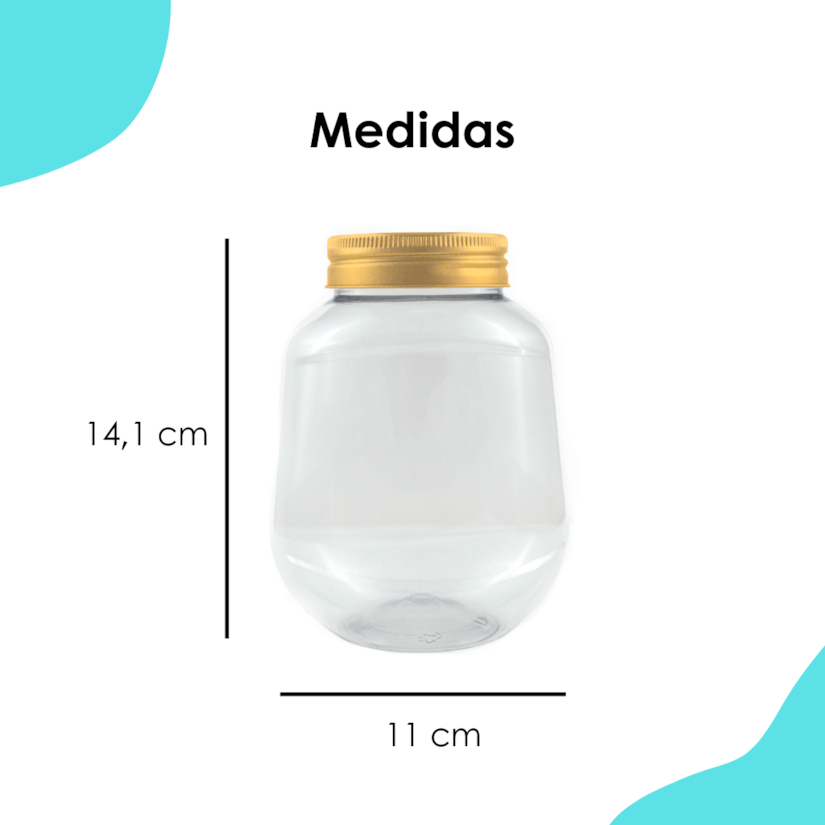 Pote PET Oval 715ML Tampa Ouro
