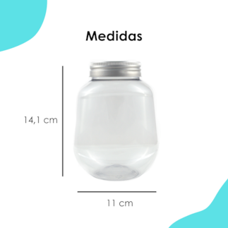 Pote PET Oval 715ML Tampa Prata