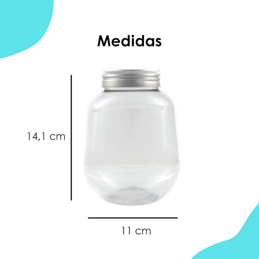 Pote PET Oval 715ML Tampa Prata