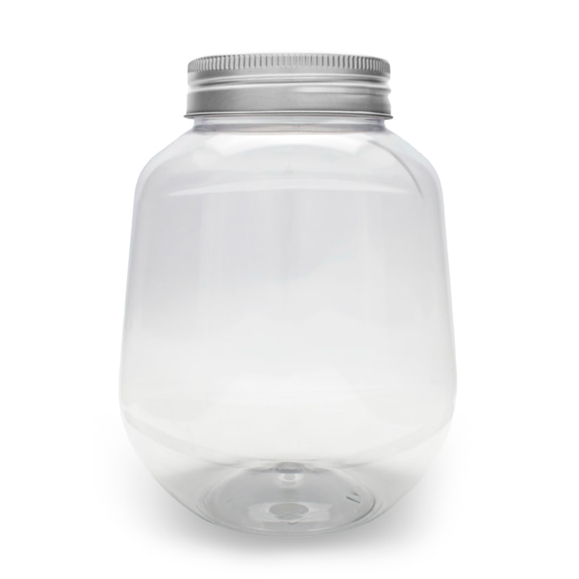 Pote PET Oval 715ML Tampa Prata