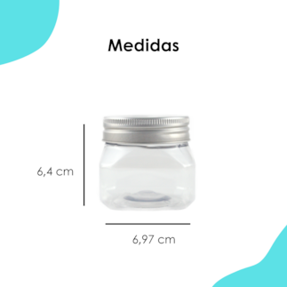 Pote PET Quadrado 180ML Tampa Prata