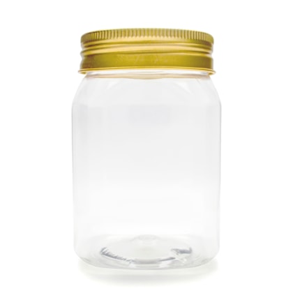 Pote Pet Quadrado 350ml  Tampa Dourada