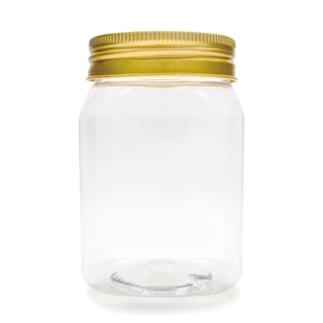 Pote Pet Quadrado 350ml Tampa Dourada