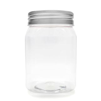 Pote Pet Quadrado 350ML Tampa Prata